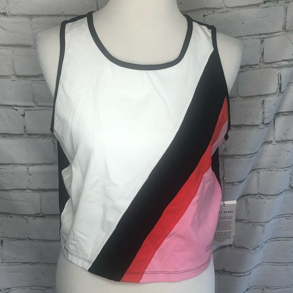 DKNY Sport Black, White, Orange, & Pink Colorblock Tank Top, Size Extra Large!